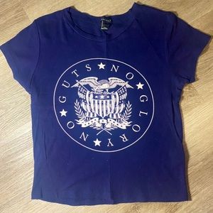 Blue no guts no glory ramones crop top from forever 21. Size small.